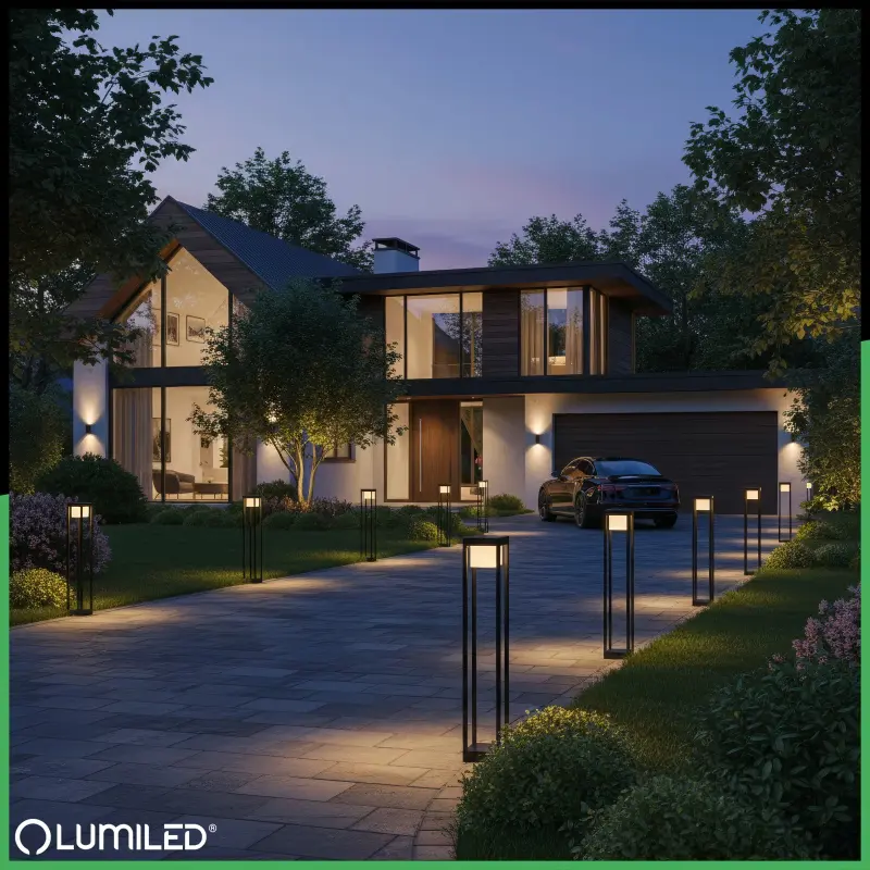 LED 12W 3000K 80cm Schwarz QUERCUS LUMILED Outdoor Standing Post Gartenlampe – Bild 2