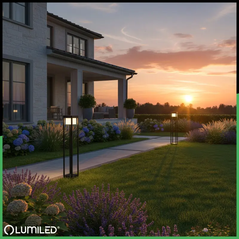LED 12W 3000K 80cm Schwarz QUERCUS LUMILED Outdoor Standing Post Gartenlampe – Bild 3