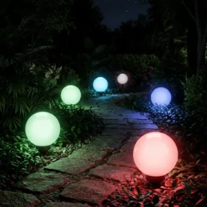 LED ATRIS Solar Gartenlampe angetrieben oberirdisch weiße Kugel 15cm RGB LUMILED