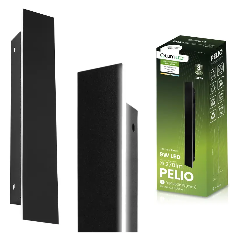 LED-Aufbauleuchte PELIO Wandleuchte 9W 4000K IP65 LUMILED
