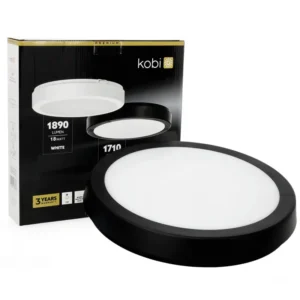LED-Badezimmerdecke Plafond Aufputz 18W 1710lm 4000K 120° Schwarz IP65 Nairos Kobi