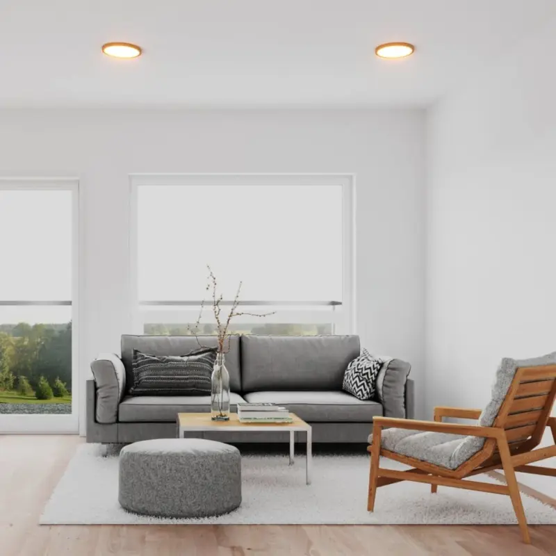LED Deckenleuchte rund 18W CCT Holzoptik – Detailansicht