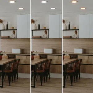 LED Deckenleuchte rund 18W CCT Holzoptik – Frontansicht