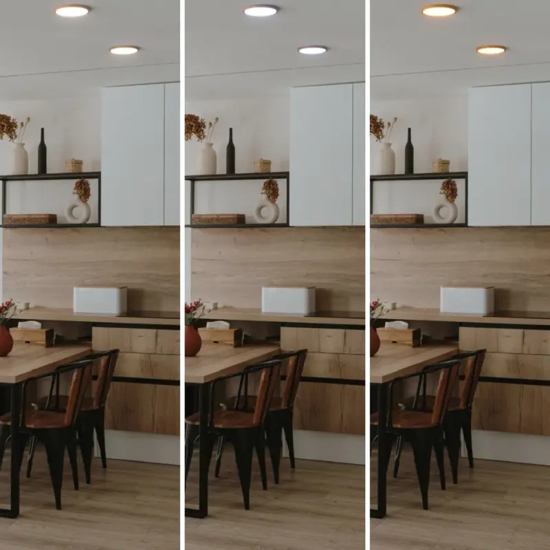 LED Deckenleuchte rund 18W CCT Holzoptik – Frontansicht
