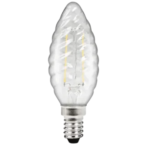 LED Filament Kerzenlampe gedreht McShine "Filed", E14, 2W, 260 lm, warmweiß, klar