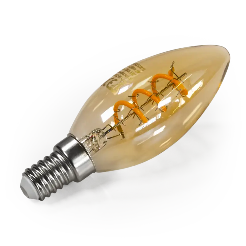 LED Filament Kerzenlampe McShine "Retro" E14, 2W, 150lm, warmweiß, goldenes Glas