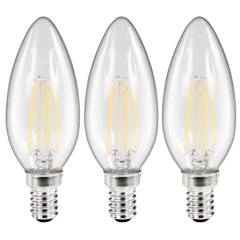 LED Filament Set McShine, 3x Kerzenlampe, E14, 3.6W, 360lm, warmweiß, klar