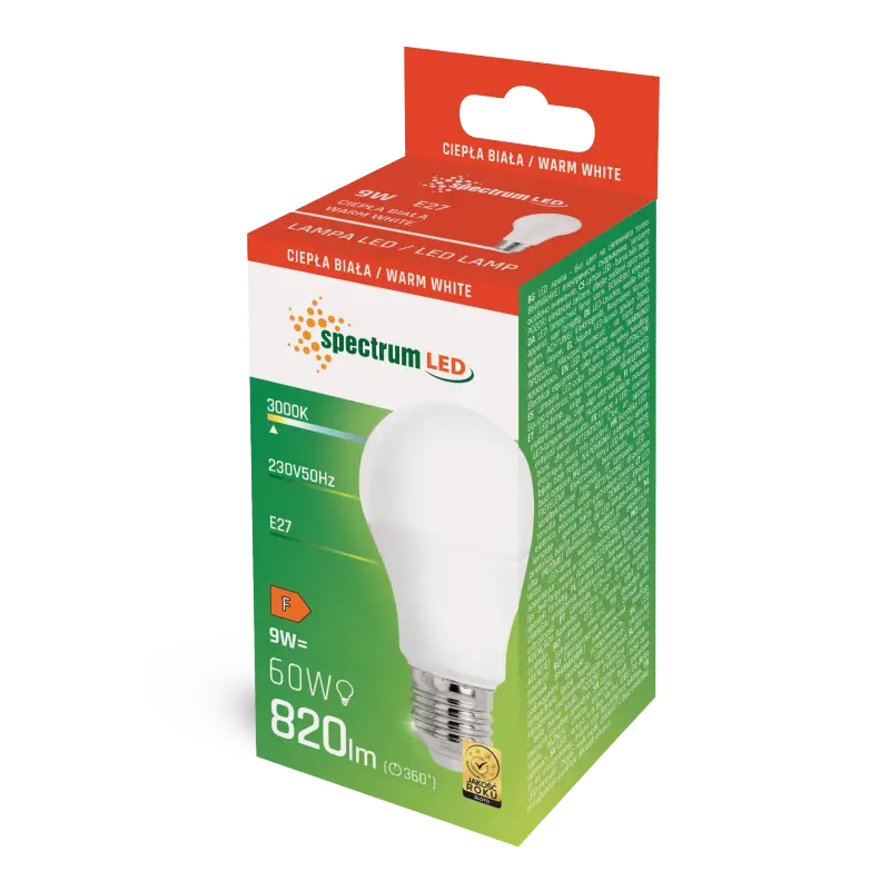 LED-Glühlampe, E27, 820lm, 3000K, 9W, warmweiß – Bild 2