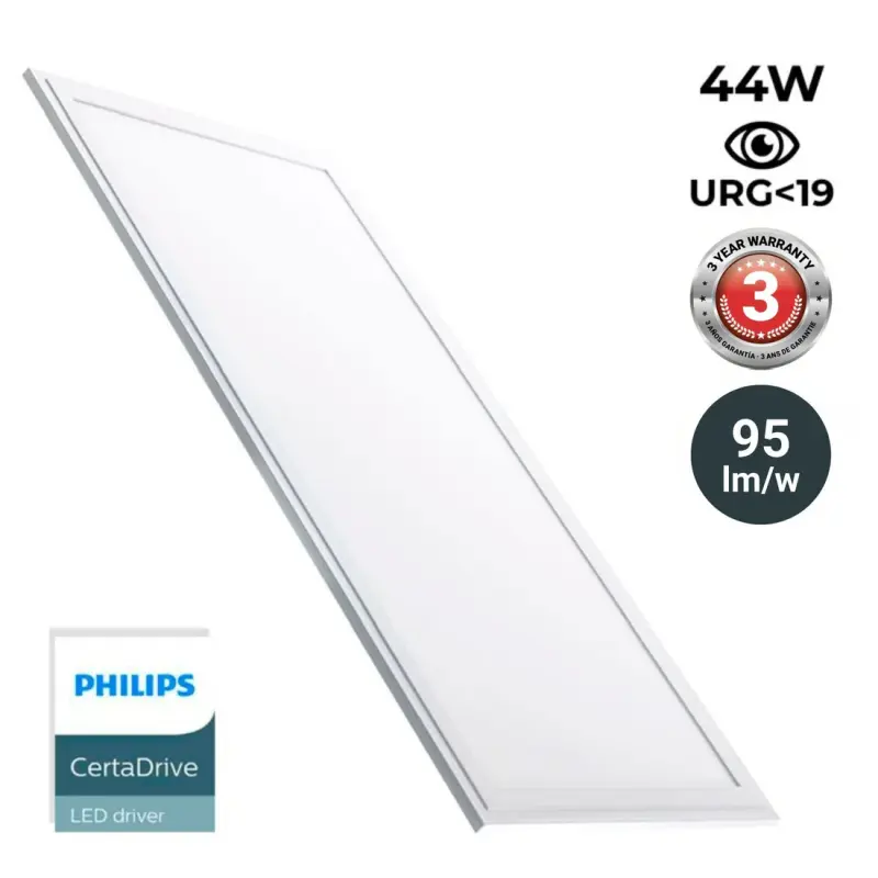 LED-Einbaupanel Slim 120×30 cm 44W Kaltweiß 6000 K – Philips, UGR<19, IP40 – Produktansicht