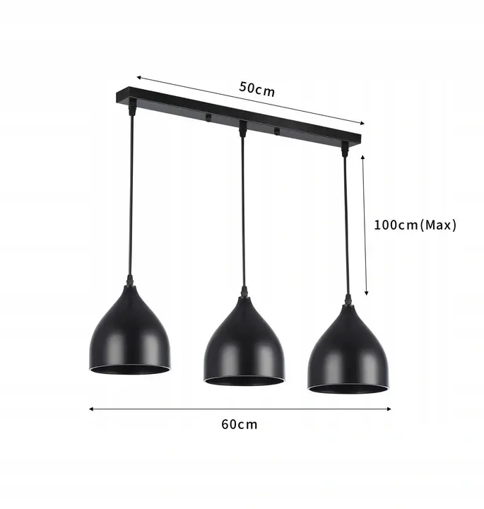 Masterled Deckenleuchte 3x E27 Schwarz Como Pendelleuchte – Bild 2