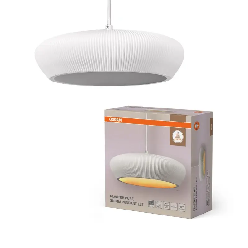 OSRAM DECOR Gips-Pendelleuchte – Weiß, breit-oval, E27 – Bild 2