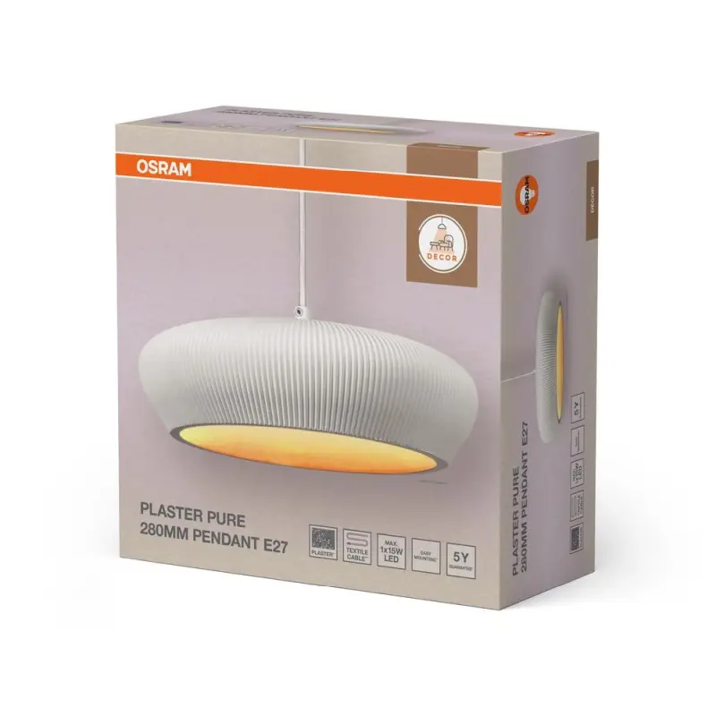 OSRAM DECOR Gips-Pendelleuchte – Weiß, breit-oval, E27 – Bild 3