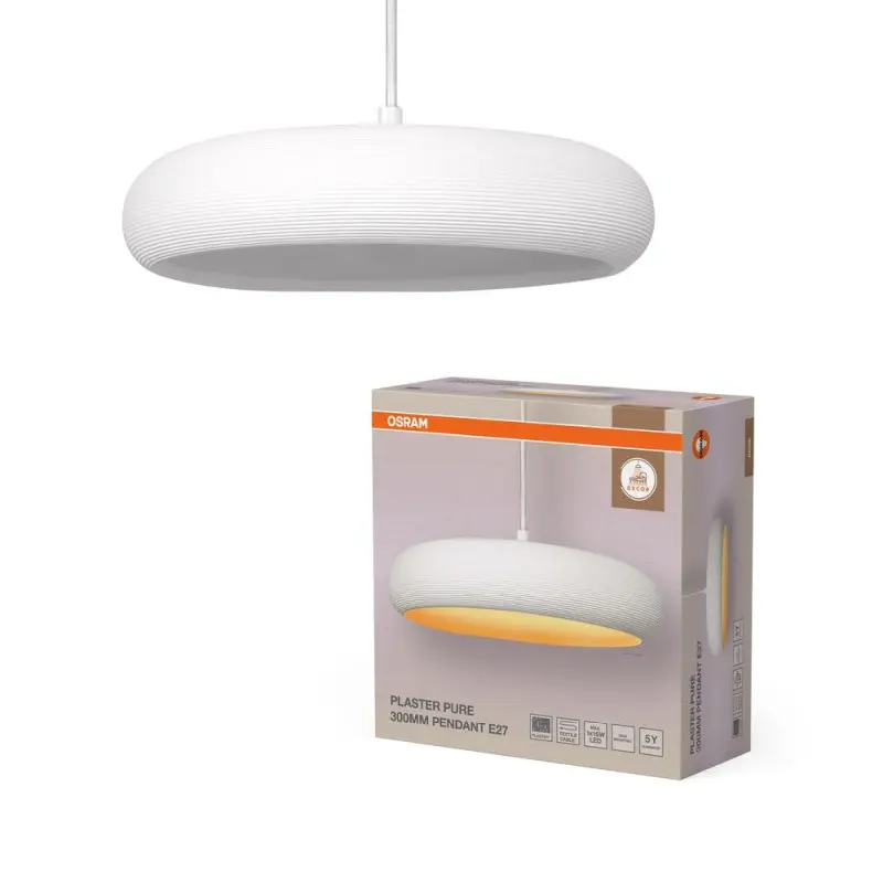 OSRAM DECOR Gips-Pendelleuchte – Weiß, flach-oval, E27 – Bild 2