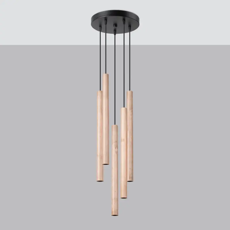 PASTELO Decke Pendelleuchte 5P 5xG9 Holz Modern SOLLUX – Bild 2