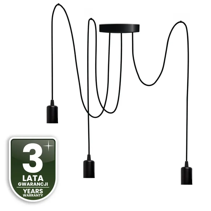 Pendelleuchte mit 3x E27-Sockeln einstellbare, Hängelampe Schwarz mit 3-fach Pendel Spinne Arane LUMILED – Bild 4