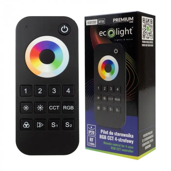 RF Touch-Fernbedienung für RGB CCT V5-M 4-Zonen-Dimmer schwarz RT10 Ecolight