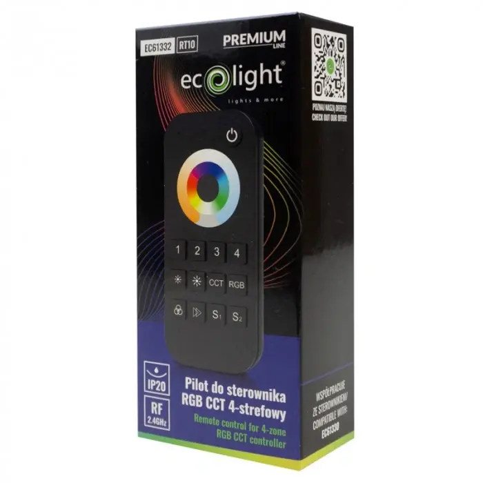 RF Touch-Fernbedienung für RGB CCT V5-M 4-Zonen-Dimmer schwarz RT10 Ecolight – Bild 4
