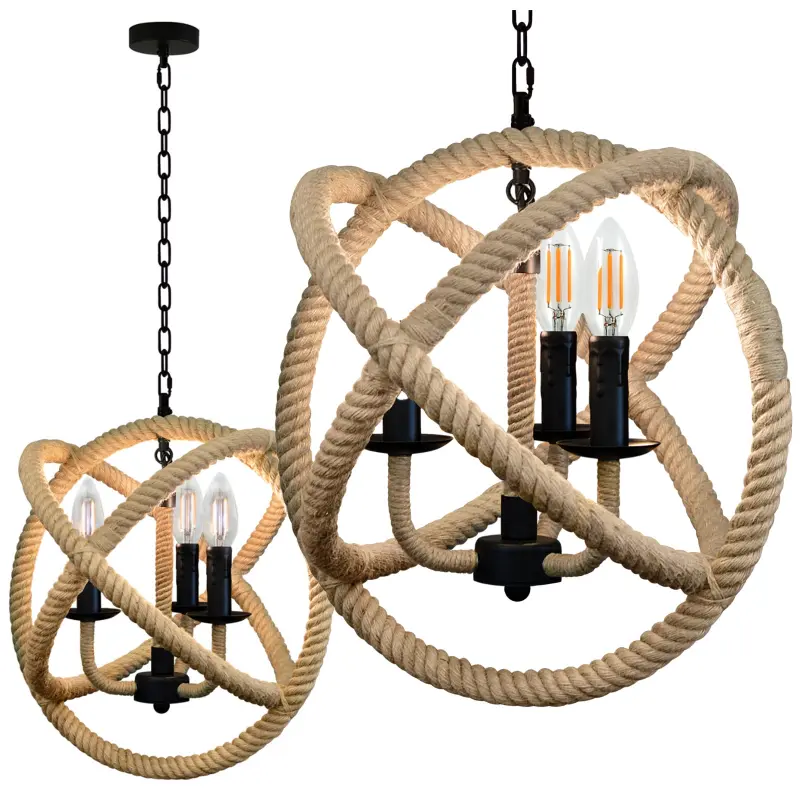 ROPE GLOBO Deckenleuchte 3xE14 ROPE LOFT Vintage - GOLDLUX (Polux) – Bild 2