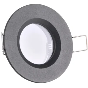 Runde mattschwarze Einbauleuchte BORAS Eyelet MR16 IP44 GOLDLUX (Polux)