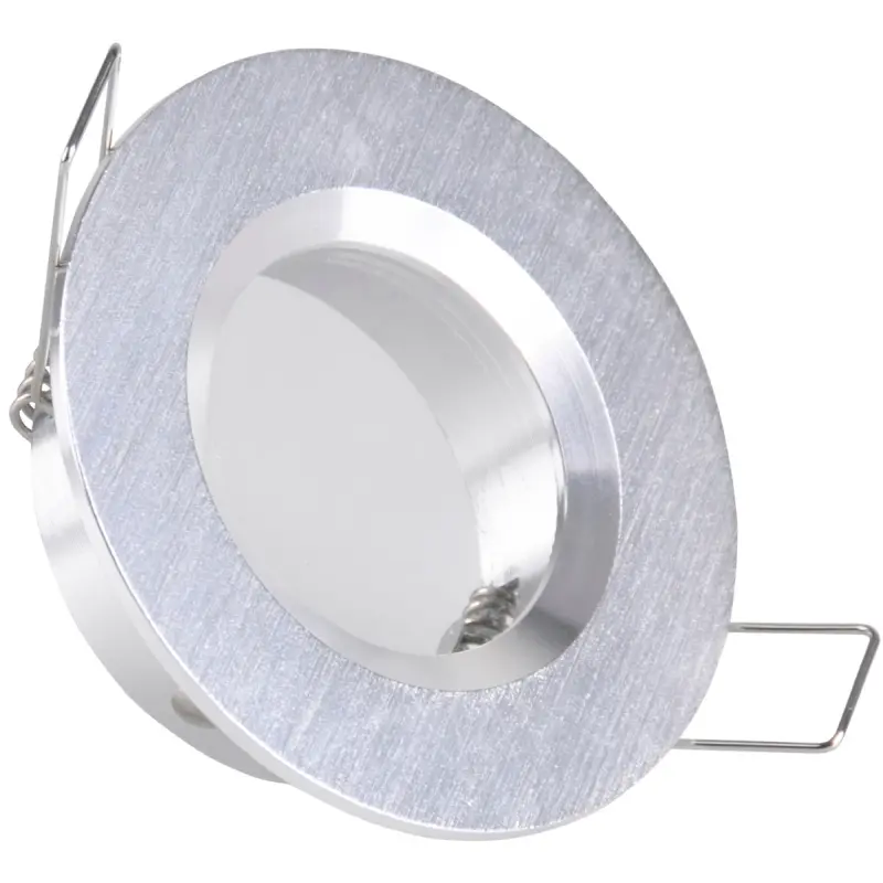 Runde silber gebürstete Einbauleuchte BORAS Eyelet MR16 IP44 GOLDLUX (Polux)