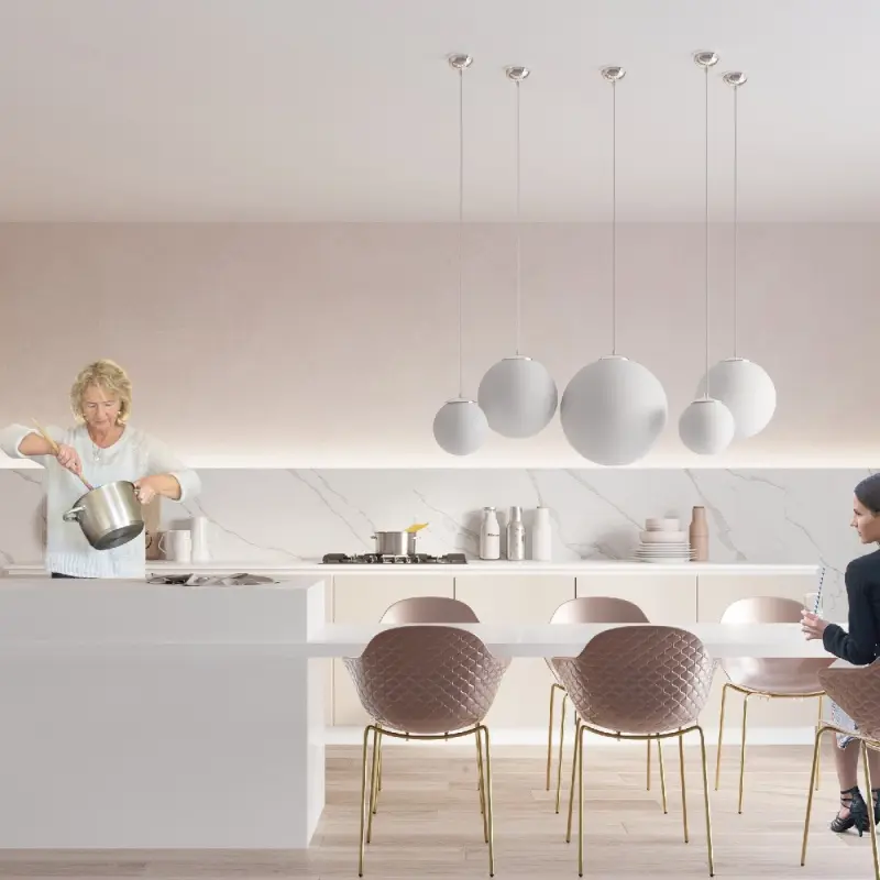 UGO E27 Hängeleuchte Überhängend Glasschirm Kugel 20cm Klassisch Silber und Weiß SOLLUX – Bild 2