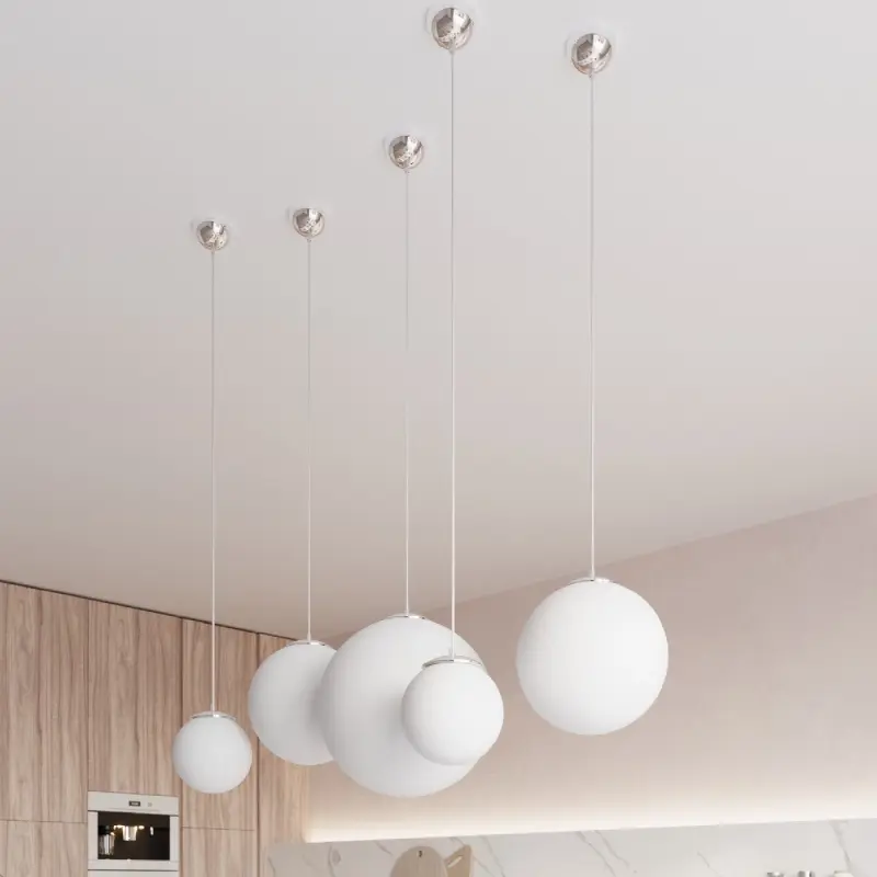 UGO E27 Hängeleuchte Überhängend Glasschirm Kugel 20cm Klassisch Silber und Weiß SOLLUX – Bild 4