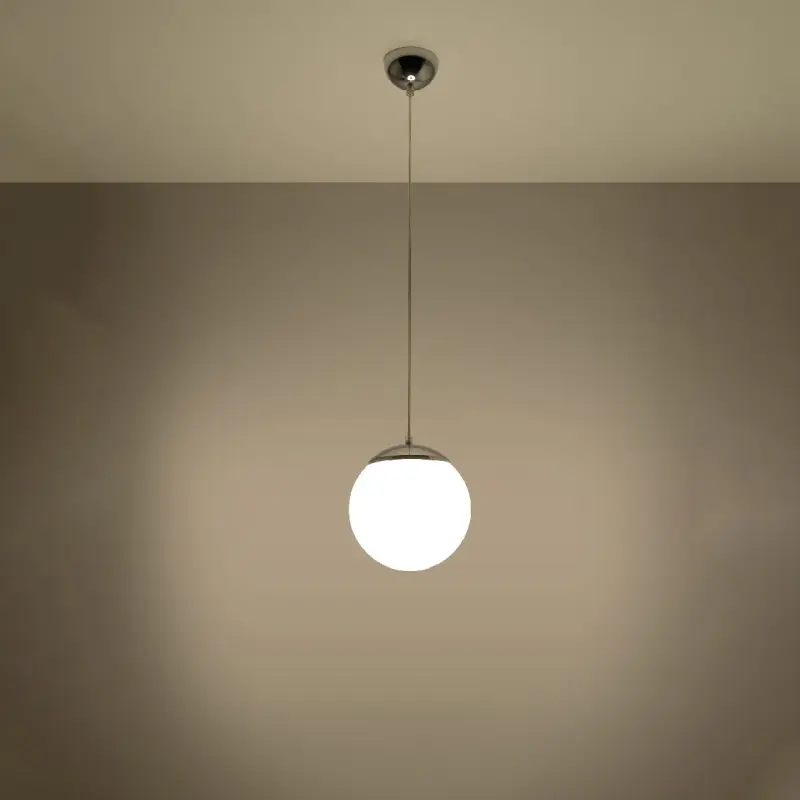 UGO E27 Hängeleuchte Überhängend Glasschirm Kugel 20cm Klassisch Silber und Weiß SOLLUX – Bild 5