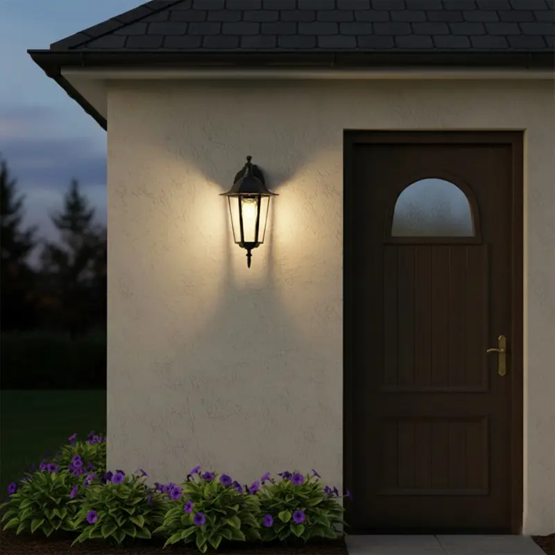 Wandleuchte Außen E27, Hängende Gartenlaterne Schwarz BELLIS LUMILED, Seitenansicht