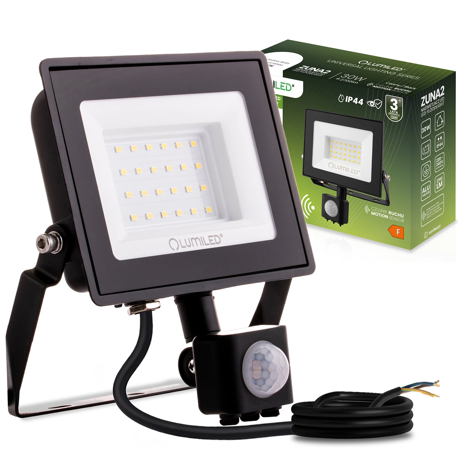 LUMILED ZUNA2 LED-Fluter 30W 4000K mit PIR-Sensor – IP44